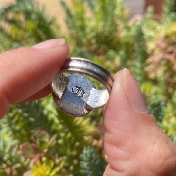 Artist made Real American turquoise and silver ring size 7 - Picture 3 of 4